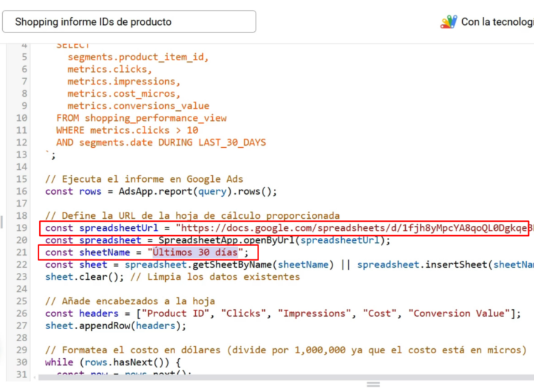 URL destino script Google Shopping - AUTOMATIZAR Shopping segmentando por rentabilidad🚀